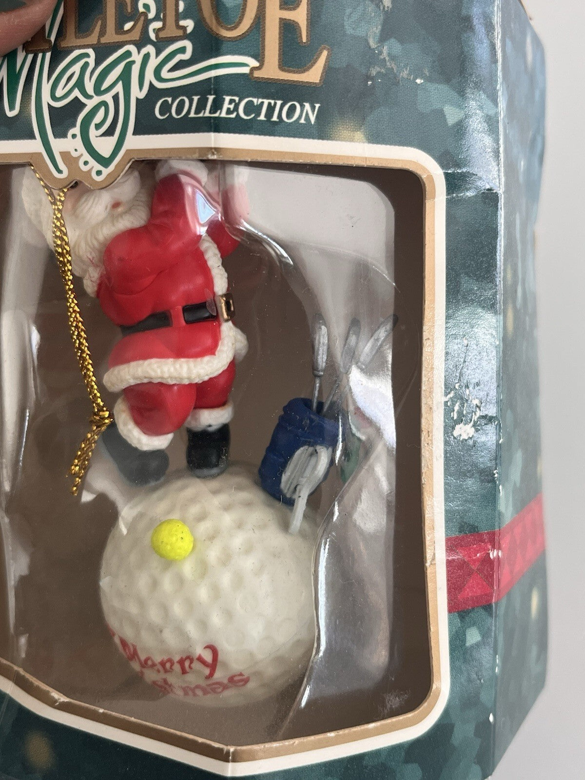 Golfing Santa Ornament 1987 New in Box by Mistletoe Magic Collection