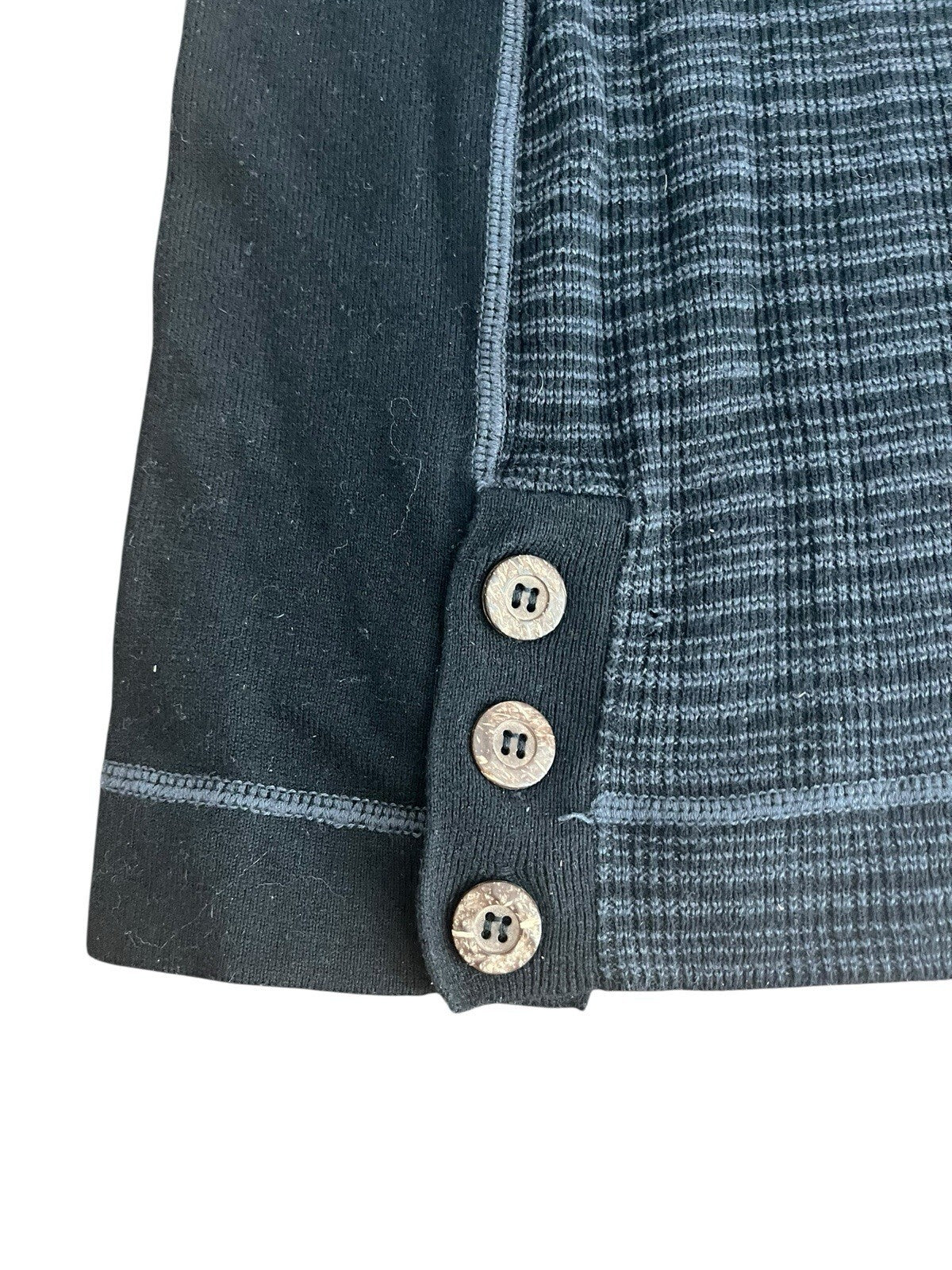 PRANA Breathe Kelland Sweater Dress High Neck Button Panel Gray Black Large