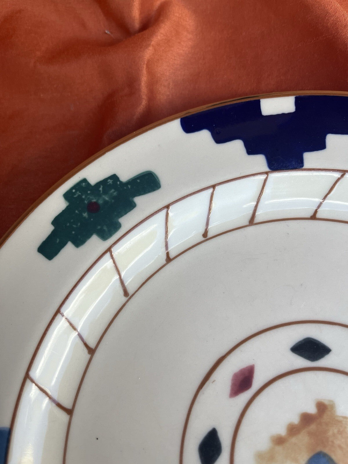 6 HARTSTONE USA "CHEYENNE" 11 1/4" DINNER PLATES HAND PAINTED. ****Some Fading