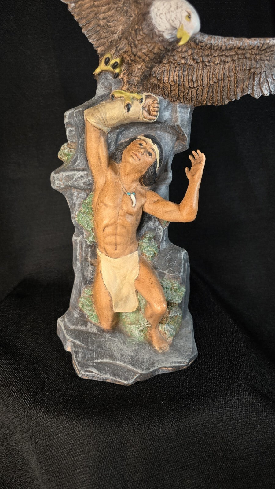 1987 Native American Indian Brave/Eagle Provincial Mold Chalkware