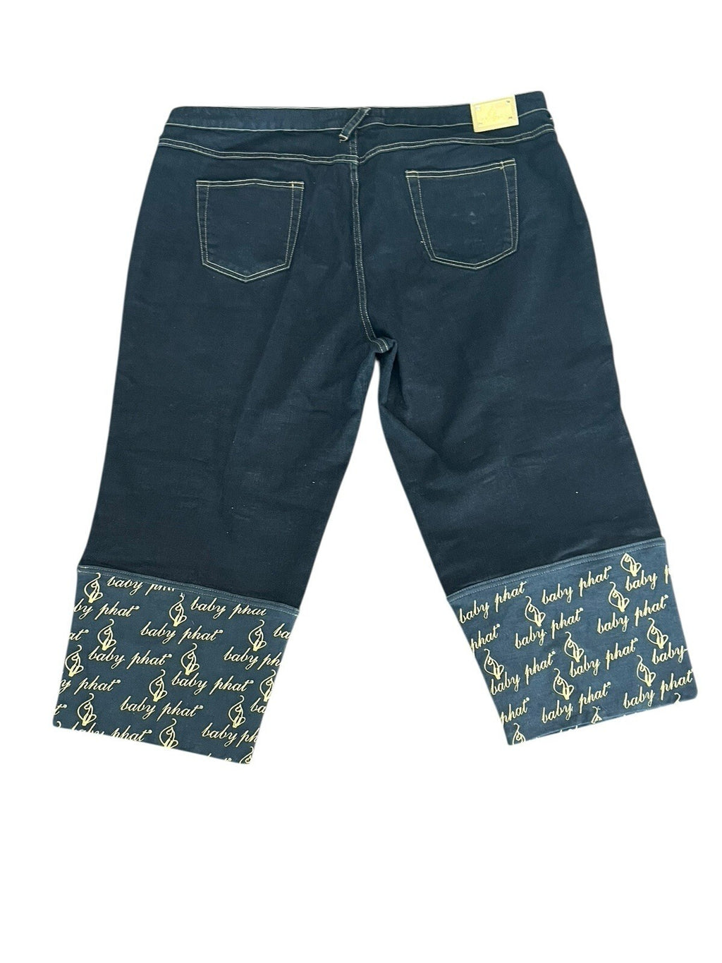 Baby Phat Cuffed Cropped Gold Logo Capri Pants Vintage Women’s Size 22 Jeans