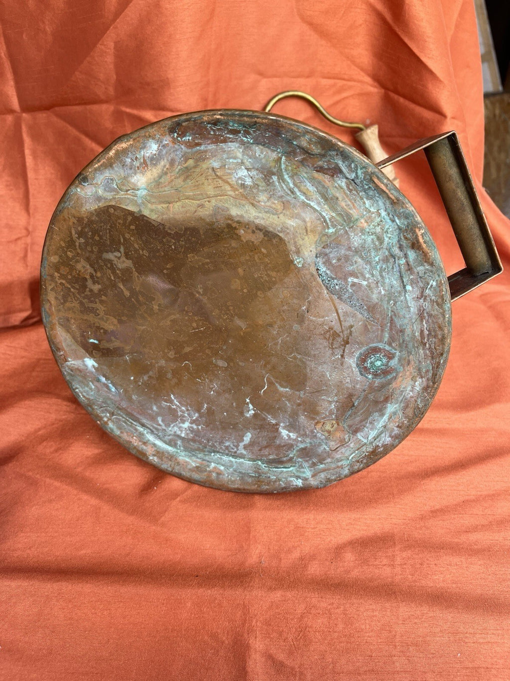 Antique Copper Cowboy Coffee Pot Lid, With Wooden Handle. Early 1900’s