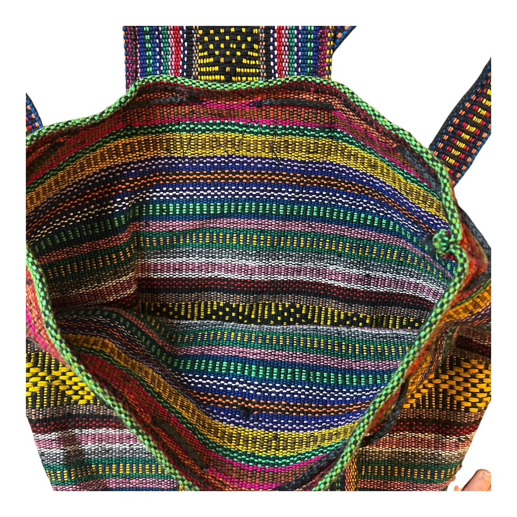 Pinzon Bright Colorful Woven Backpack, Drawstring Top Zip Pocket