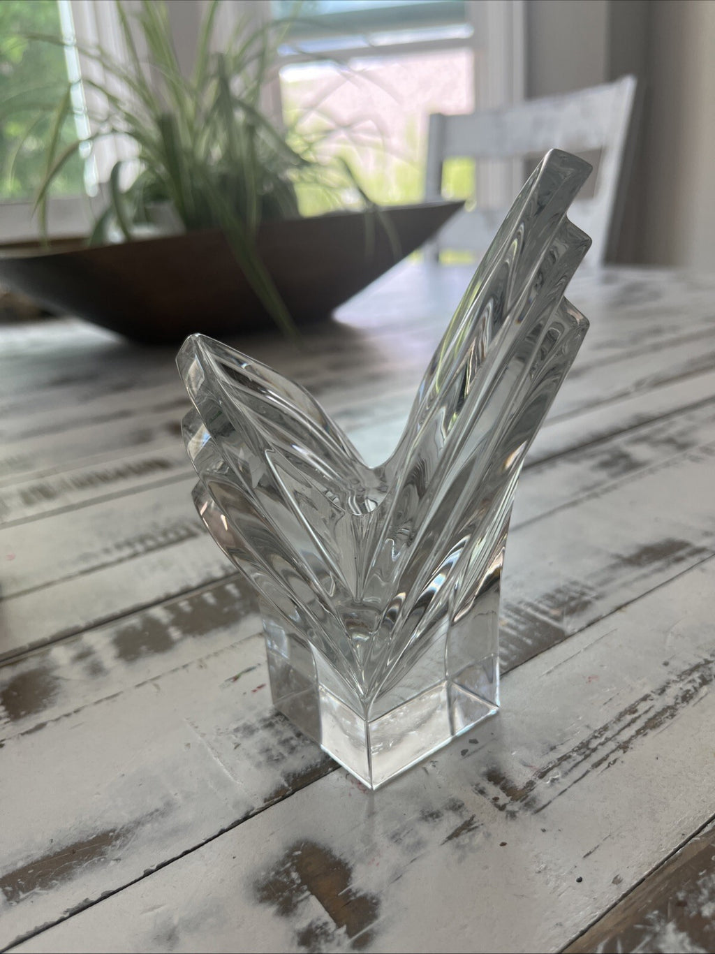 Vintage Mikasa Lead Crystal Clear Candle Holder Art Deco Style Germany 5.5"