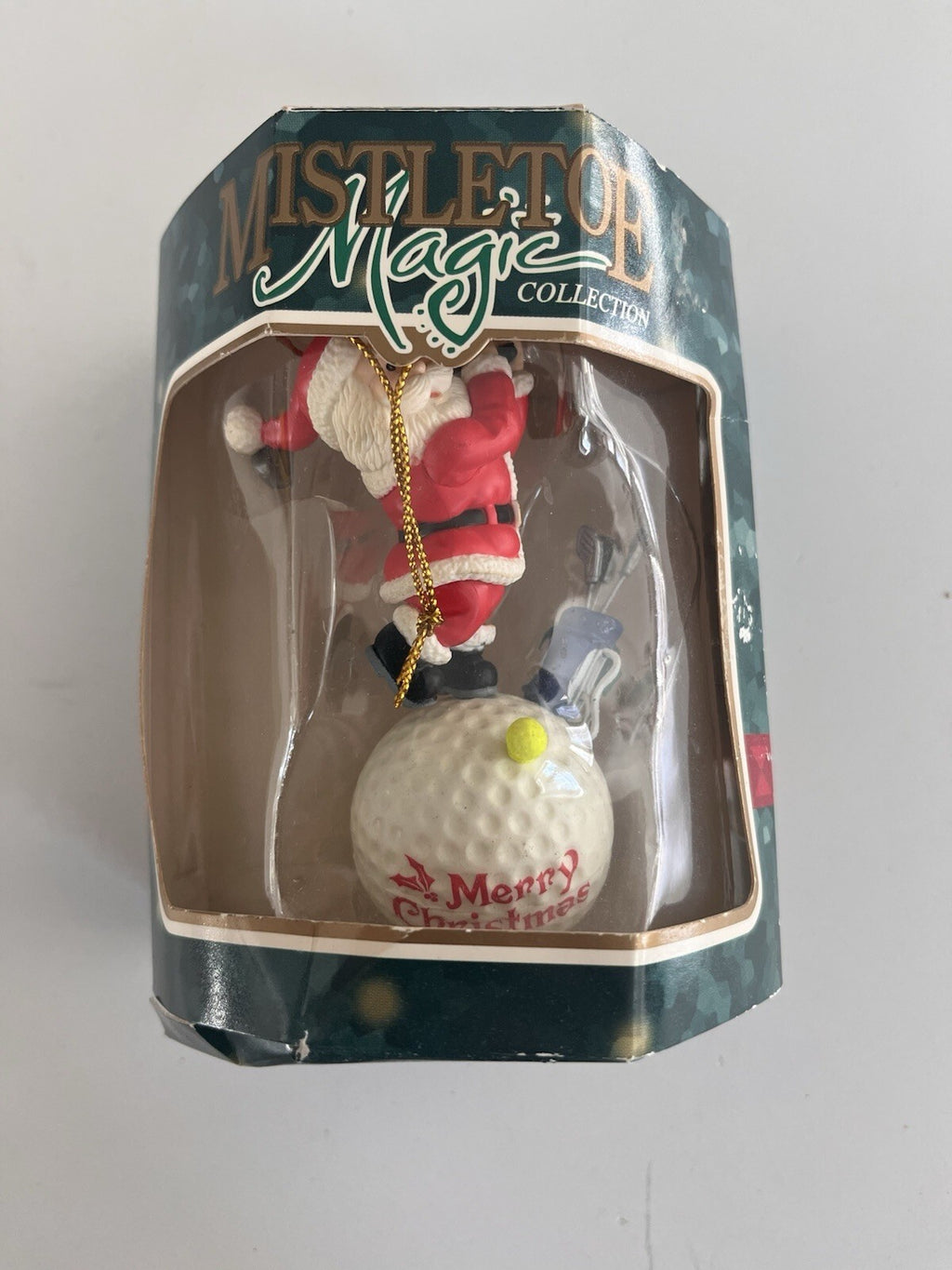 Golfing Santa Ornament 1987 New in Box by Mistletoe Magic Collection