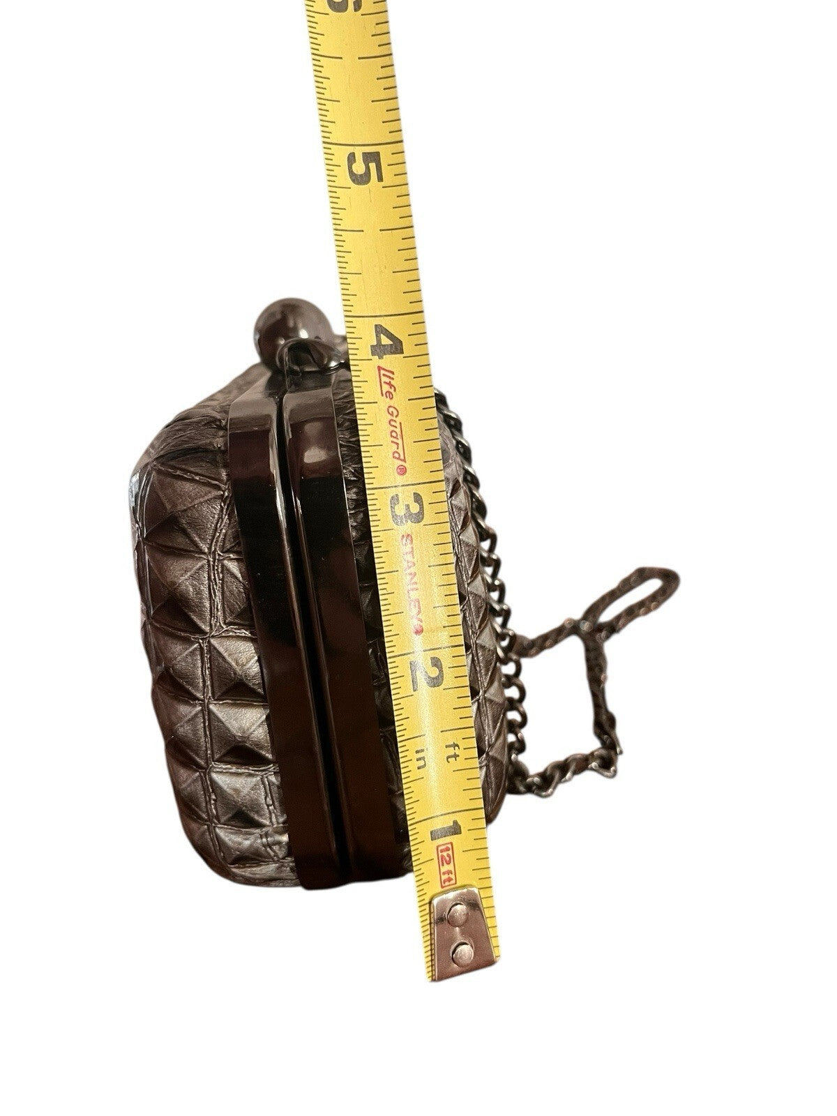 clutch Or Purse Knotted Clasp  in dark grey snakeskin