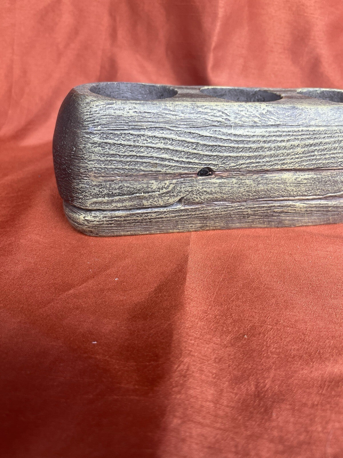 Distressed Wood Finish Resin Smiling Whale Three Hole Tealight Candle Holder