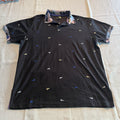 Accu men’s polo shirt with camo collar black with fox accent