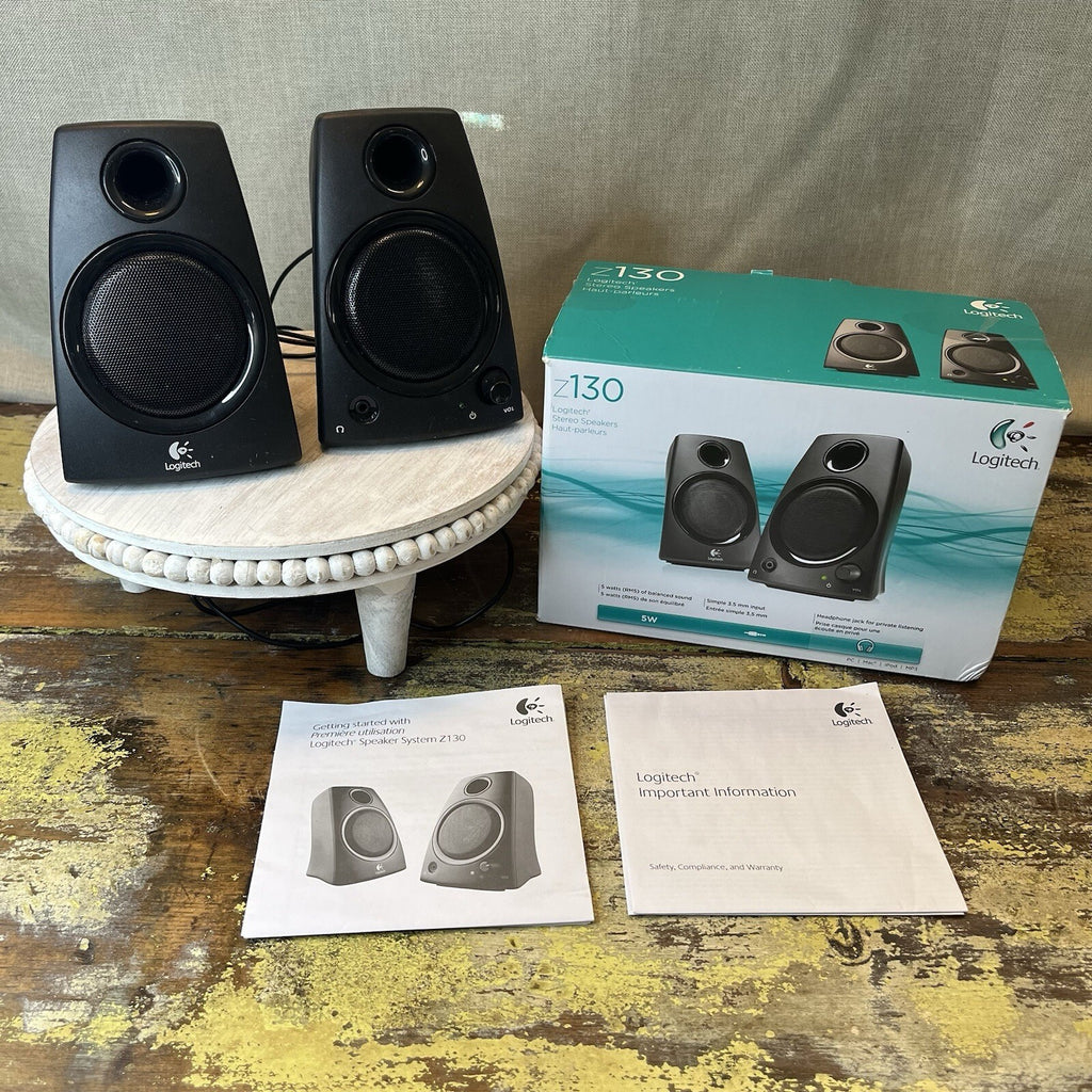 Logitech Z130 Full Stereo Sound 3.5mm Jack Compact Laptop computer Speakers