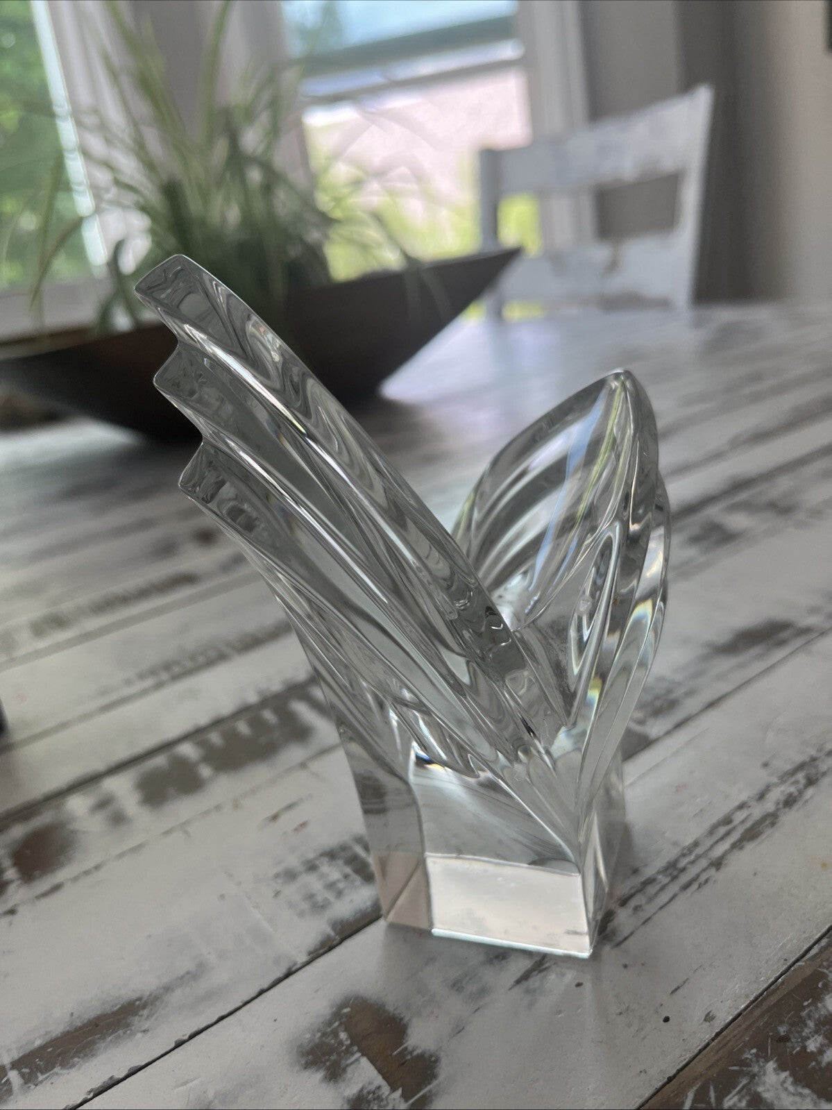 Vintage Mikasa Lead Crystal Clear Candle Holder Art Deco Style Germany 5.5"