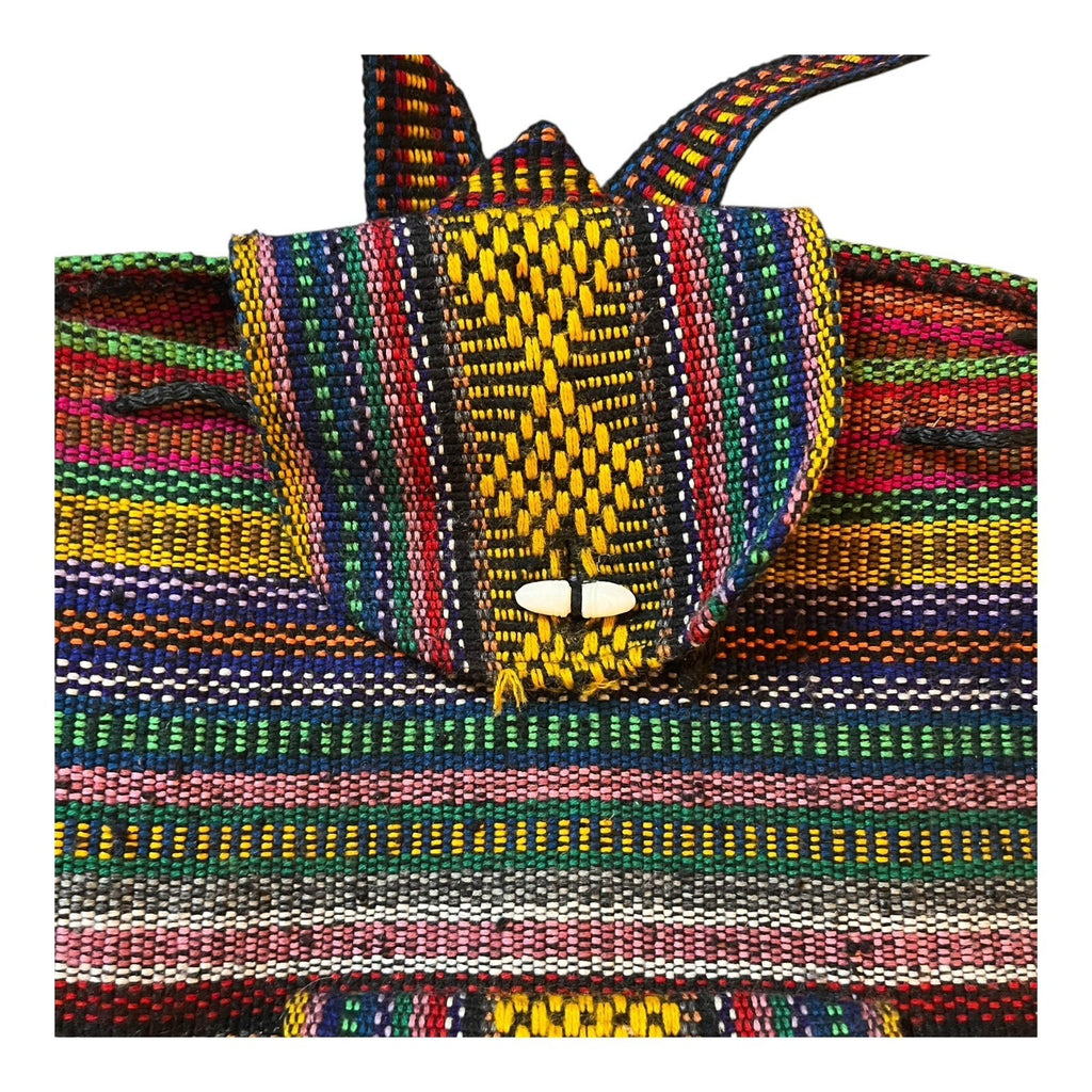 Pinzon Bright Colorful Woven Backpack, Drawstring Top Zip Pocket