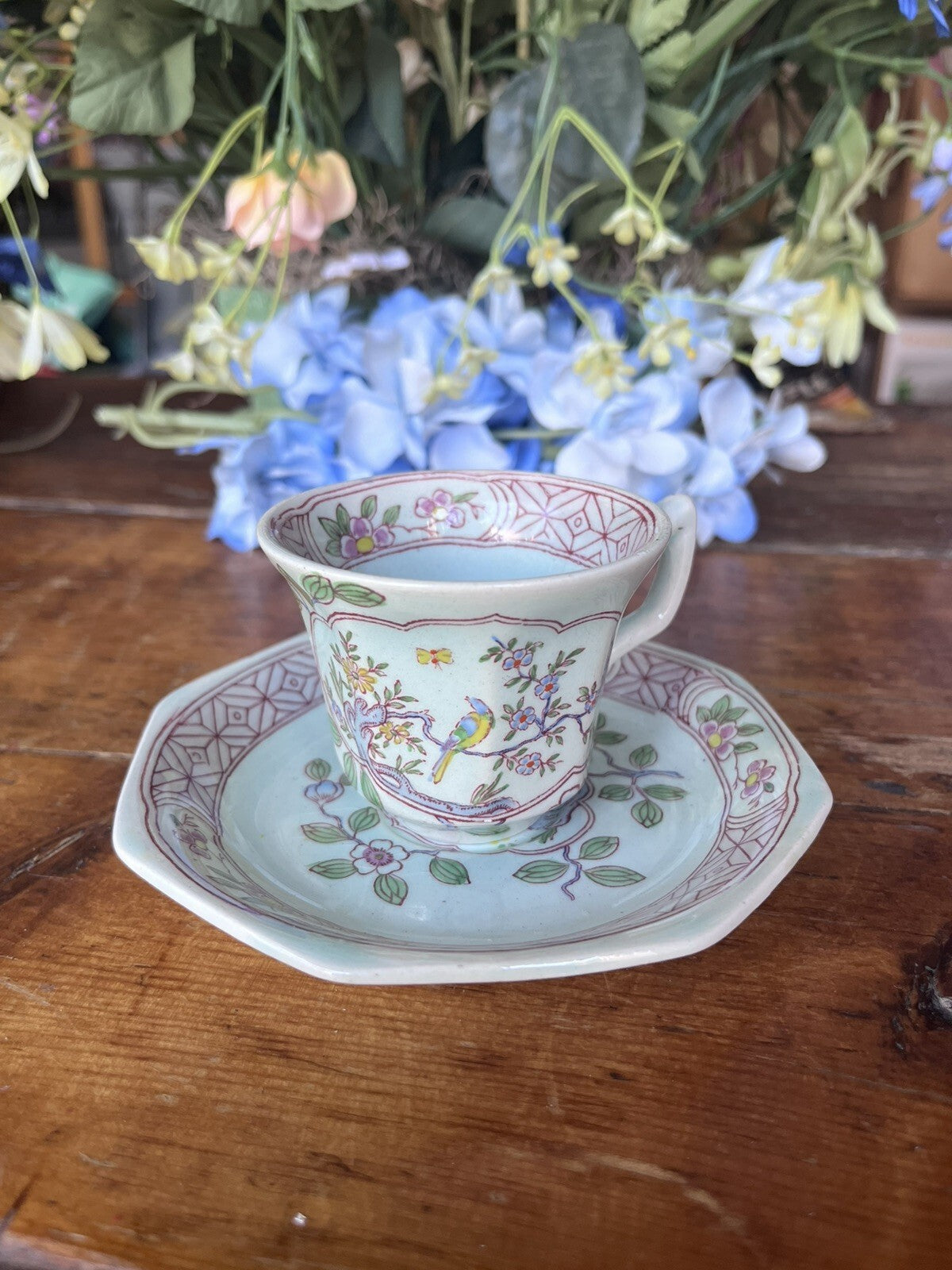 Adams Calyx Ware Cup & Saucer 'Singapore Bird' English Ironstone