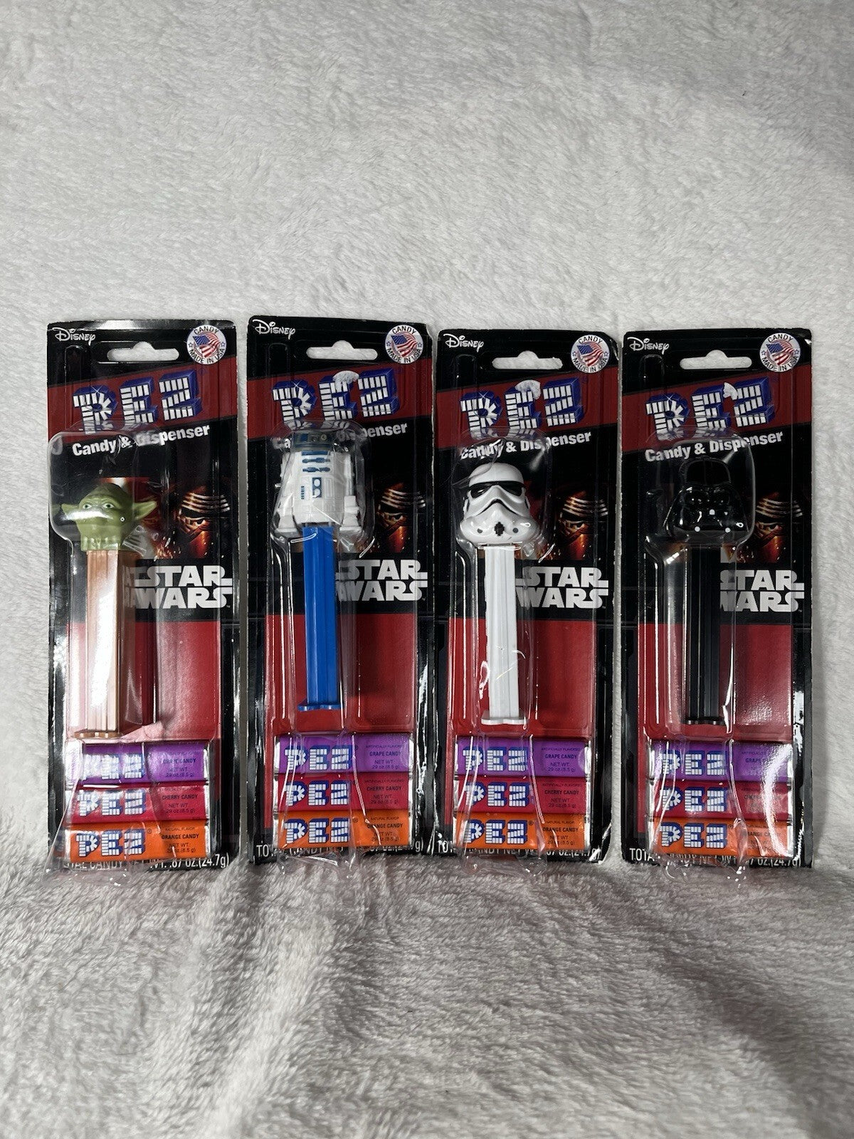 Pez Dispensers Star Wars. Includes Darth Vader Storm Trooper, R2-D2, And Yoda