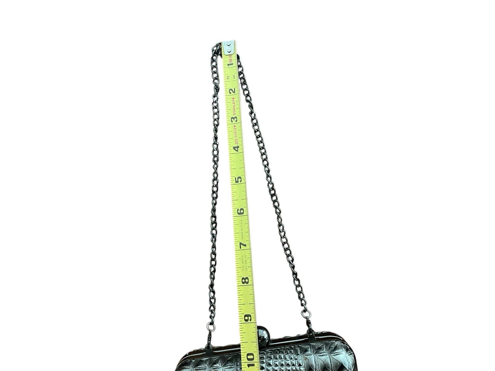 clutch Or Purse Knotted Clasp  in dark grey snakeskin