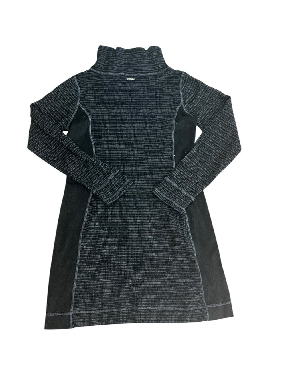 PRANA Breathe Kelland Sweater Dress High Neck Button Panel Gray Black Large