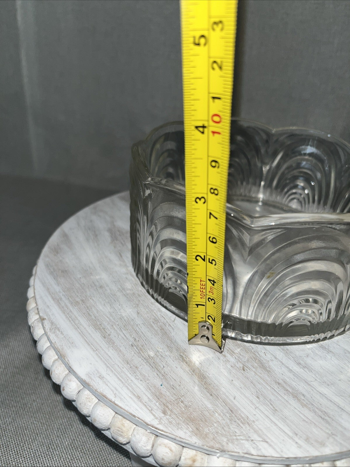 VINTAGE ART DECO GLASS SMALL TRIFLE JELLOW SALAD SERVING BOWL 6” CLEAR