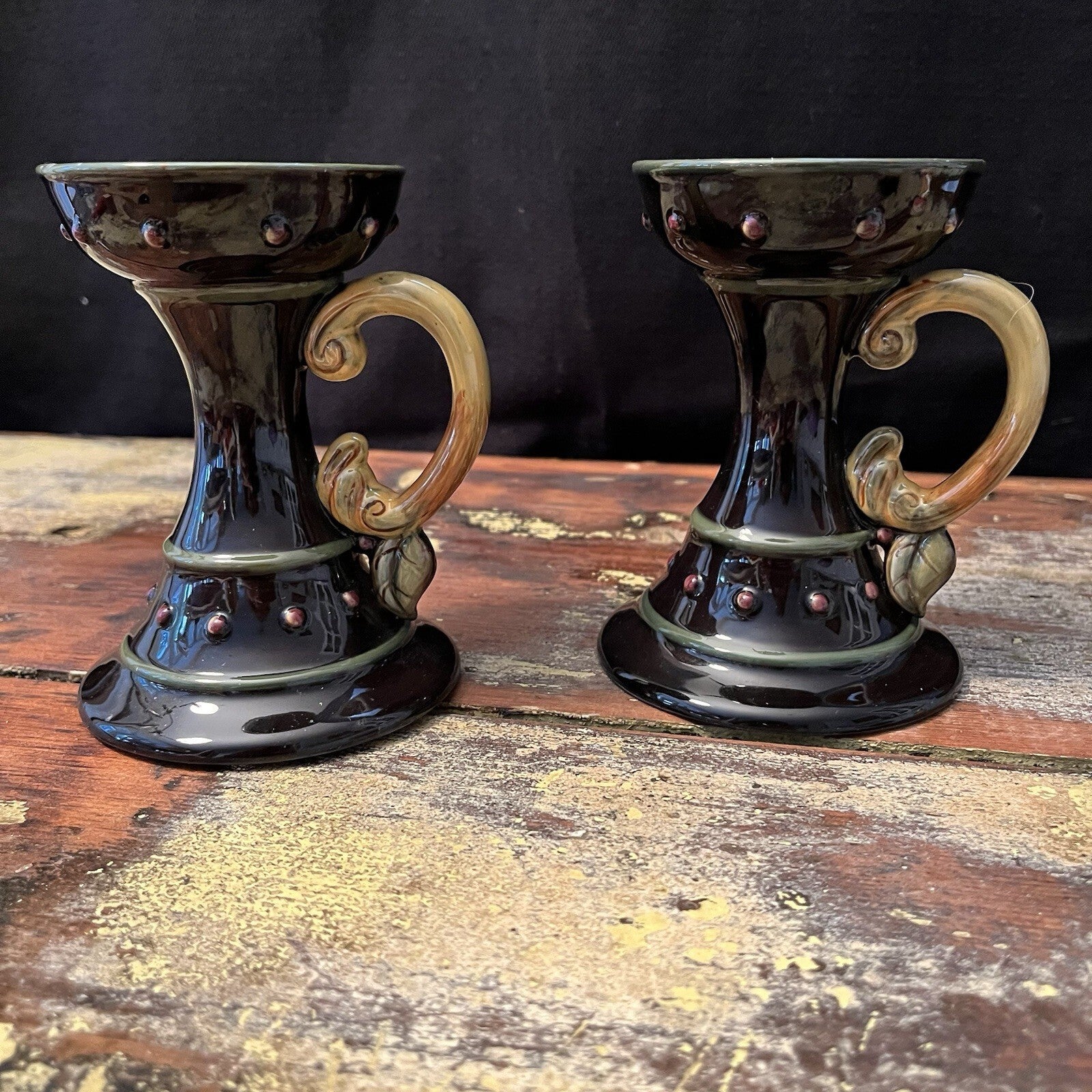 "Chocolate Berries" candle holders designed by Deb Hrabik for Demdaco