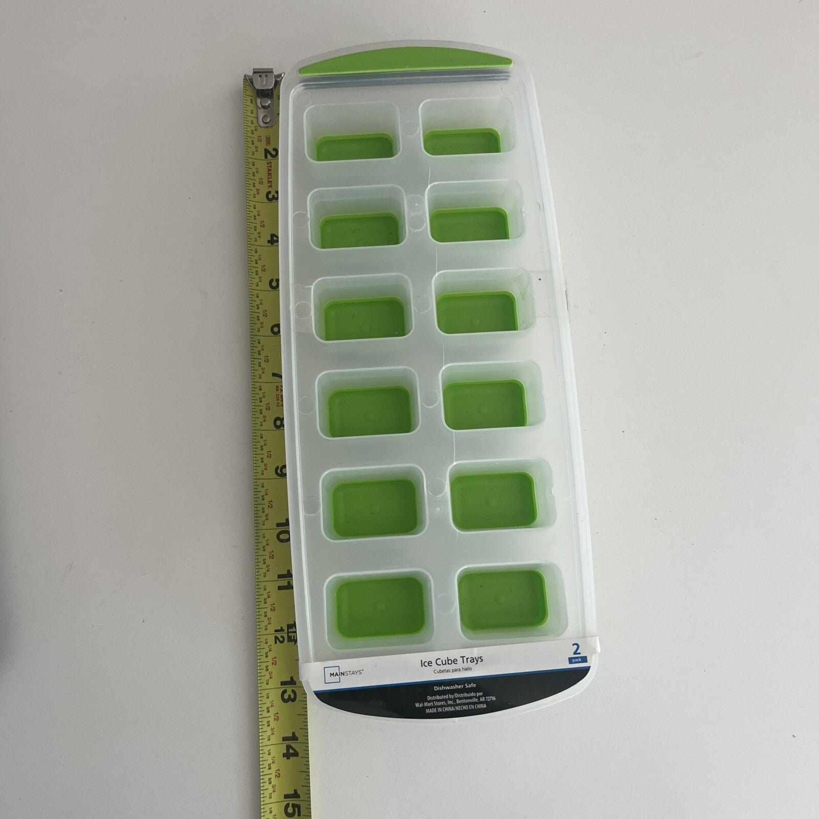 Easy Release 12 Cube Rectangular Ice Tray Sturdy Durable 2 Pieces Blue/Lime
