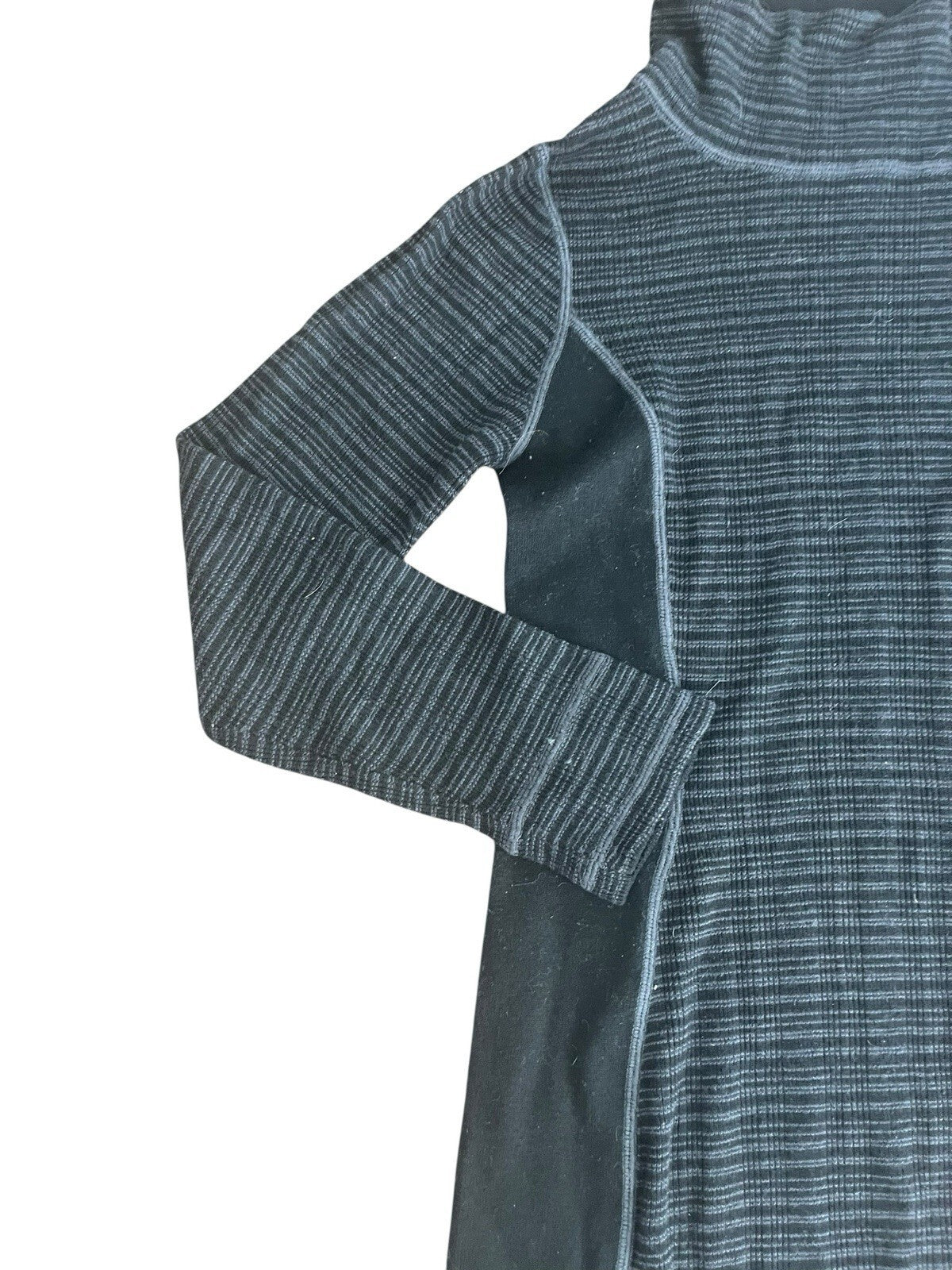 PRANA Breathe Kelland Sweater Dress High Neck Button Panel Gray Black Large
