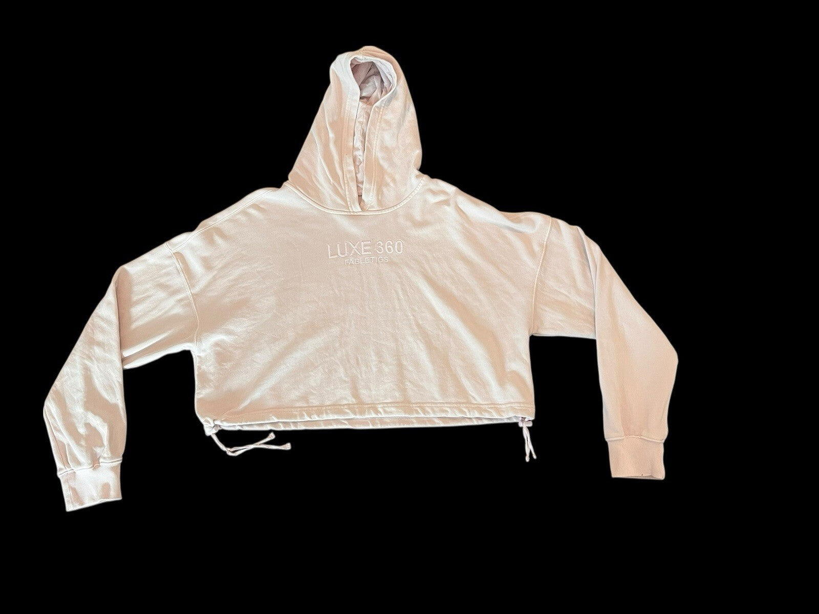 Fabletics Year Round Terry Luxe Cropped Hoodie Women Medium Cream  Active XL