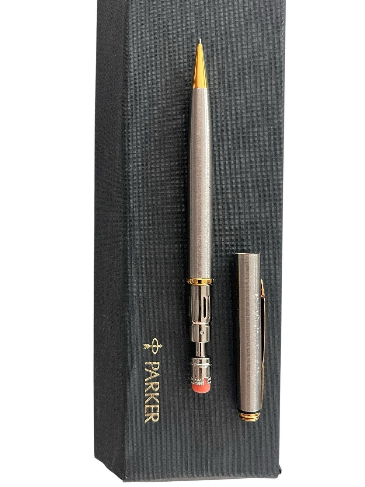 Parker Insignia Pencil 0.5 mmStainless Steel. Missing Pen. Inscribed Name On Pen