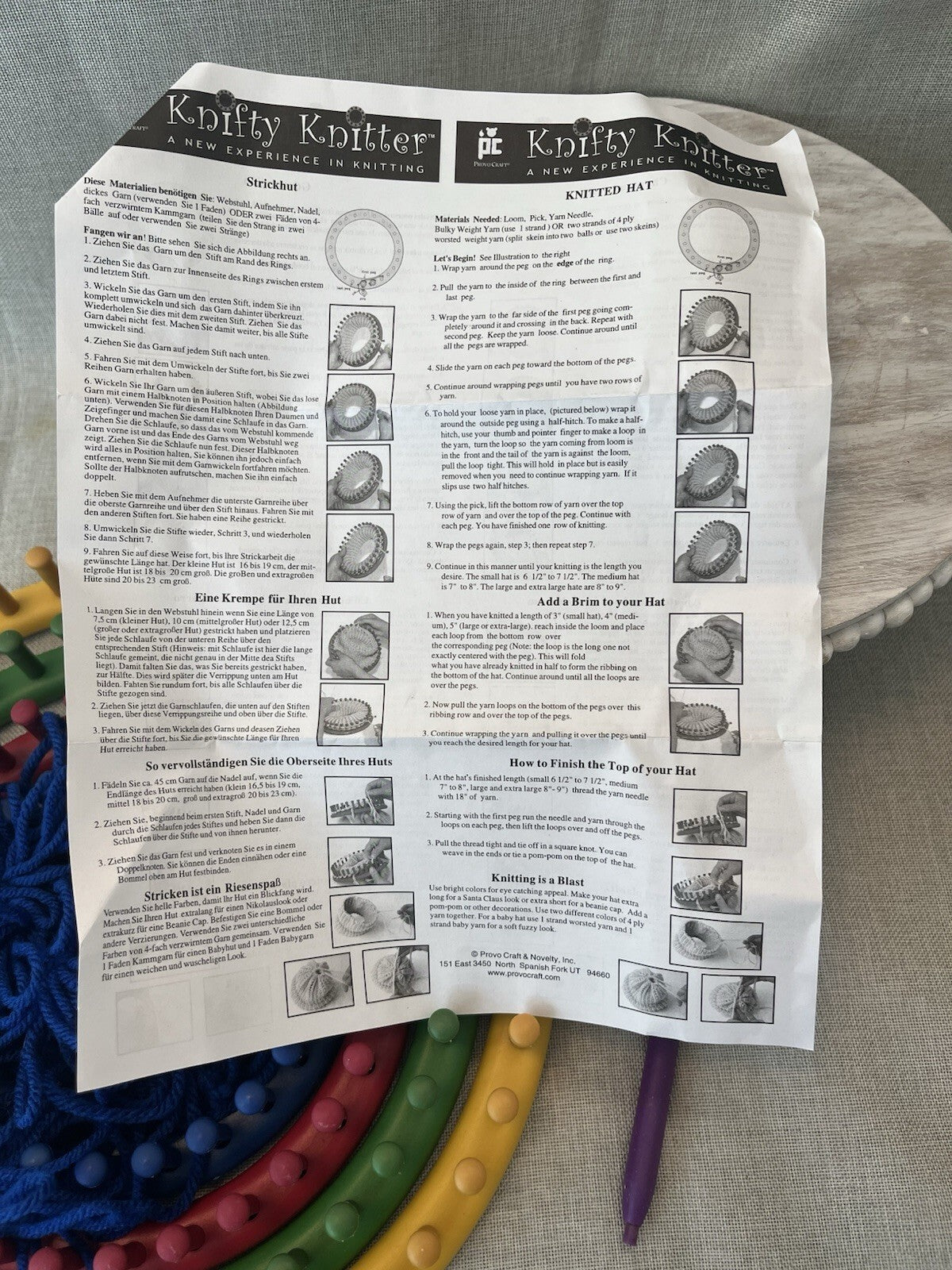 Provo Craft Knifty Knitter Knitting Looms Hooks 4 Pc Set Hat Caps 11” - 5”