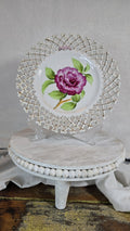 Occupied Japan Rossetti Handpainted Open Lattice Edge Porcelain Plate