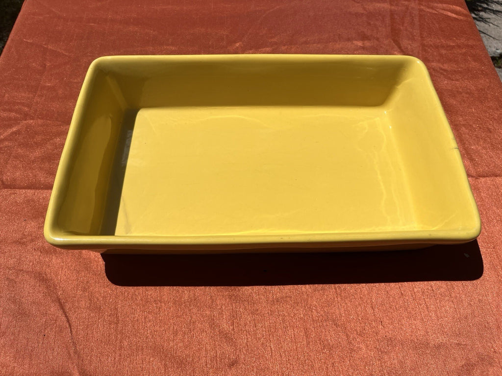Sunshine Yellow Glazed Ceramic Rectangular Baker Casserole Dish 15x19 Ceramic