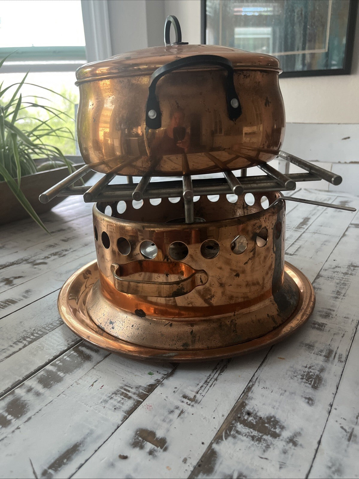 Spring Switzerland Copper Flambe. Missing Few Parts. Smll Dent