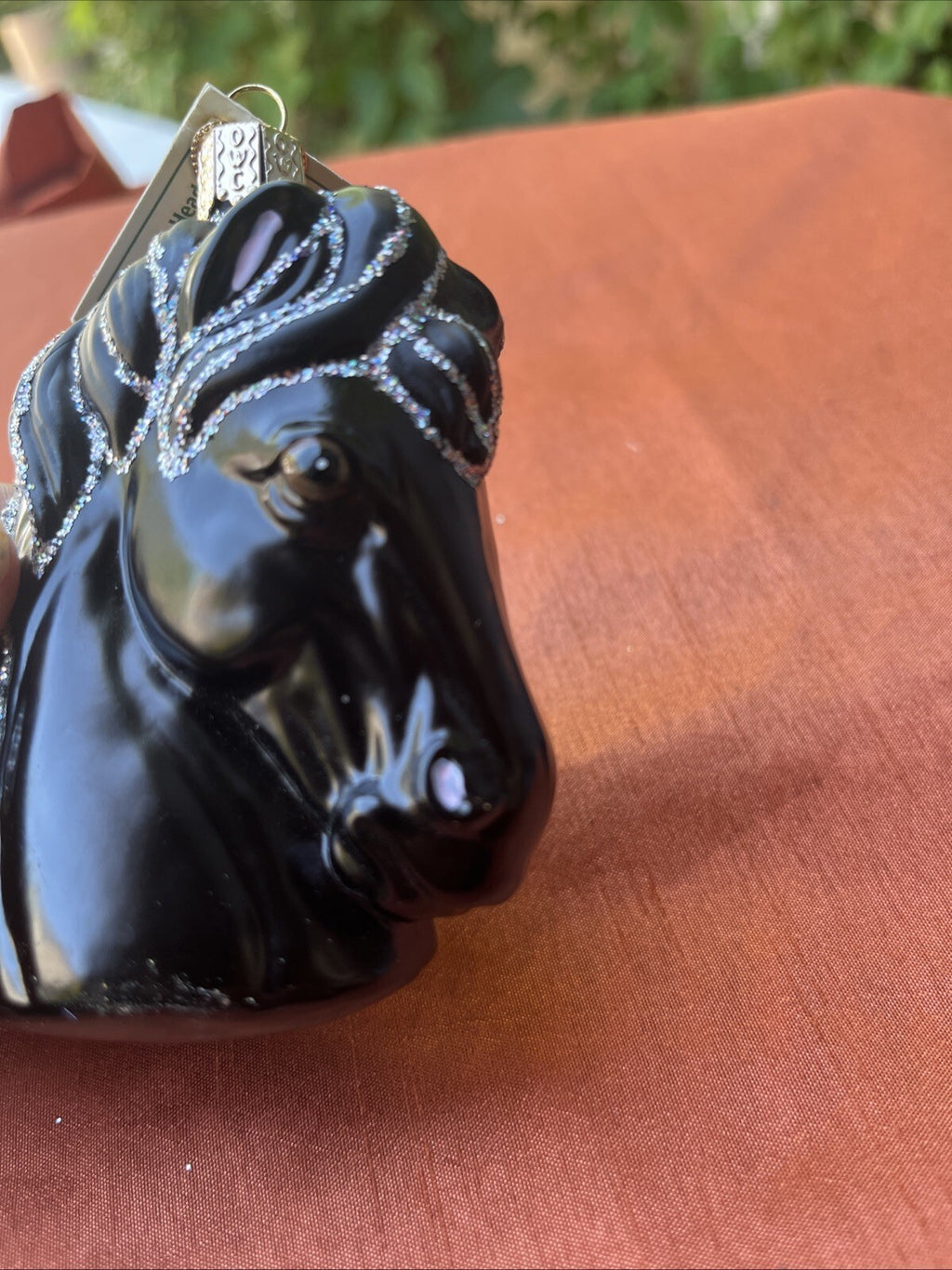 Horse Ornament Black Stallion Beauty Glass Old World Christmas Equestrian NWT