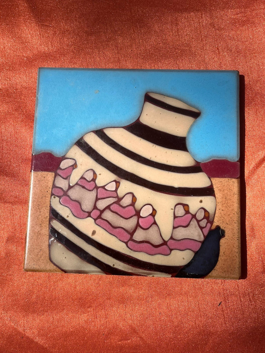 handcrafted art tile Southwestern Style Pottery made In Uruguay