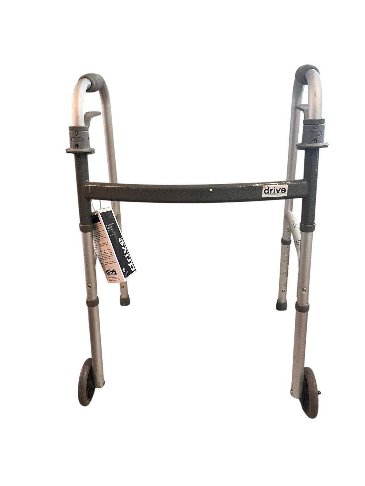 DRIVE DELUXE Trigger Release Folding Walker GRAY  Wheels Adjustable Height Used