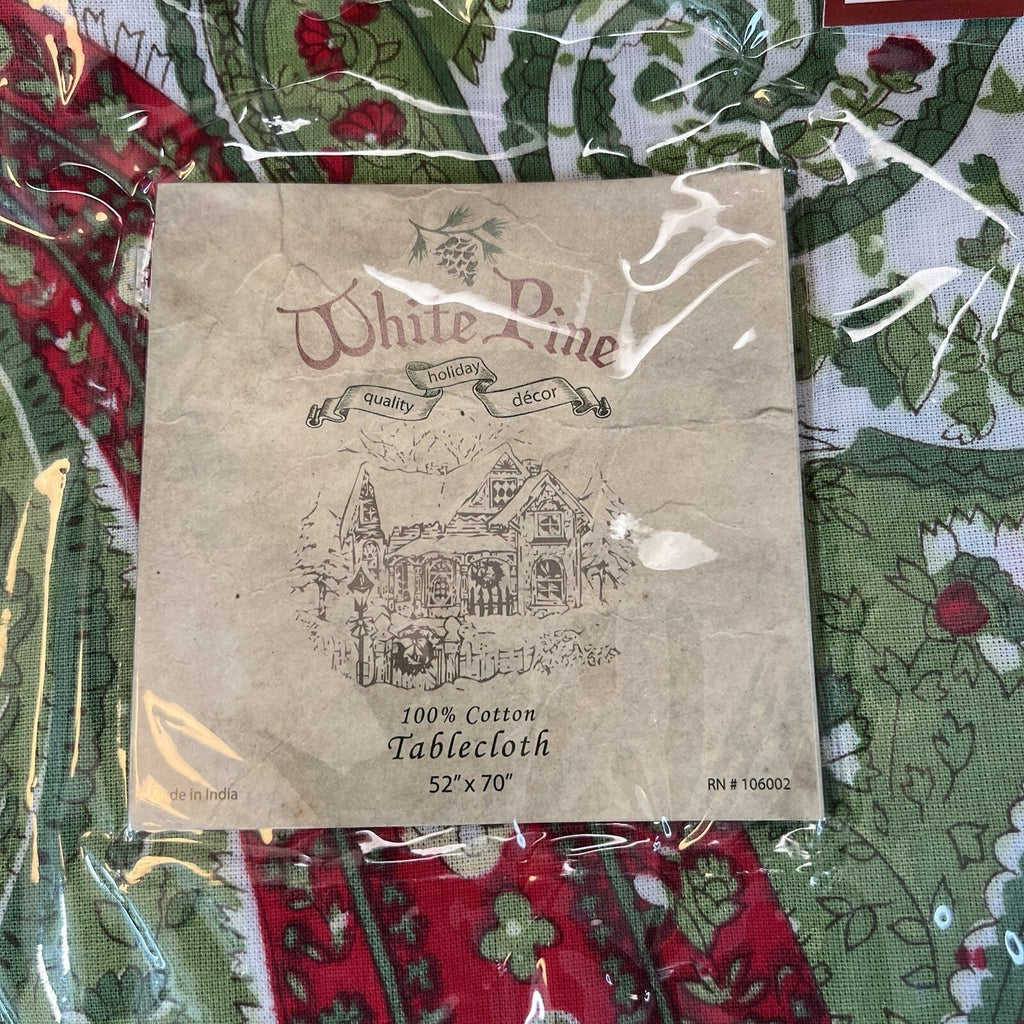 White Pine Red And Green Paisley Tablecloth. 50x 72 New In Package
