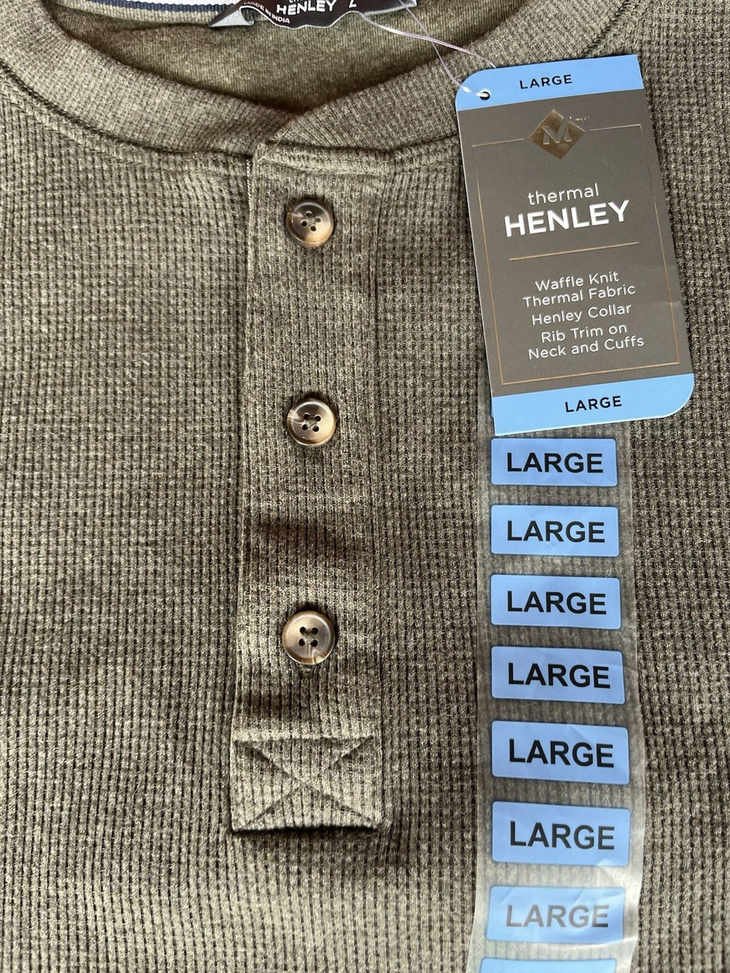 MEMBER'S MARK MEN'S THERMAL HENLEY LONG SLEEVE SHIRT *CHOOSE SIZE & COLOR