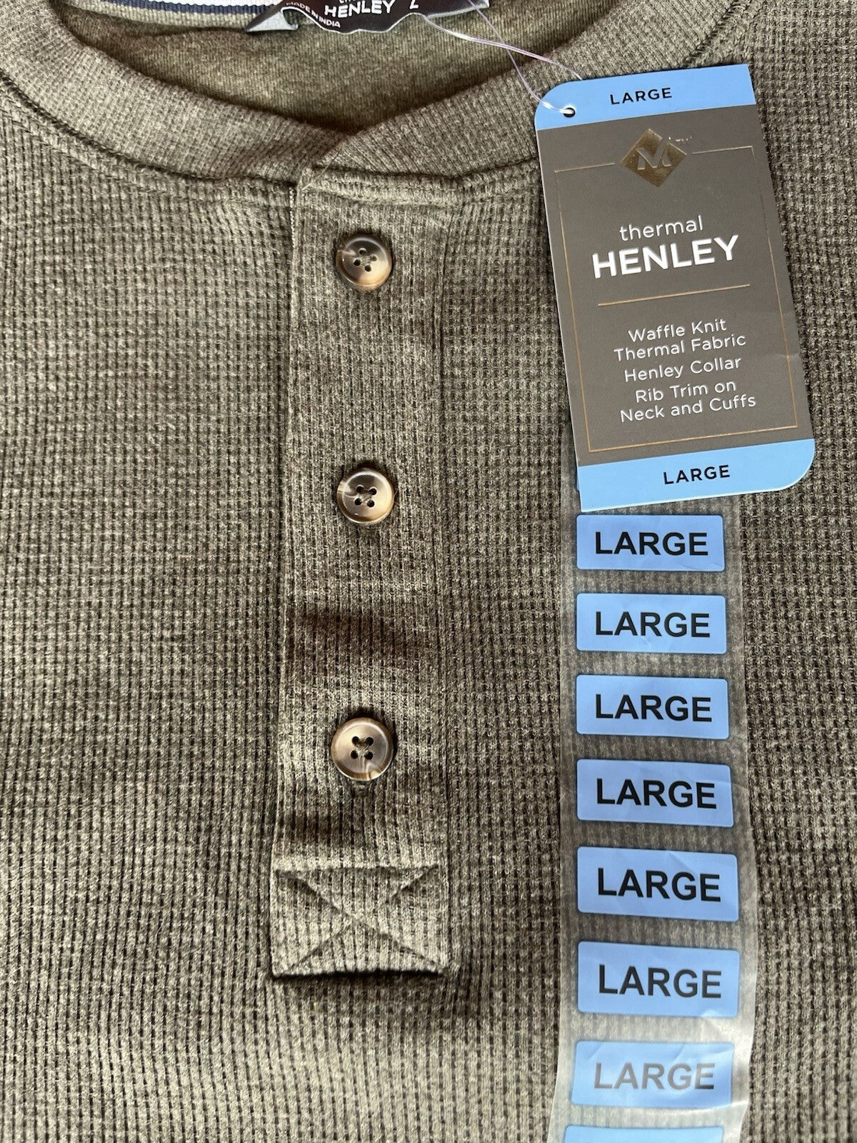 MEMBER'S MARK MEN'S THERMAL HENLEY LONG SLEEVE SHIRT *CHOOSE SIZE & COLOR