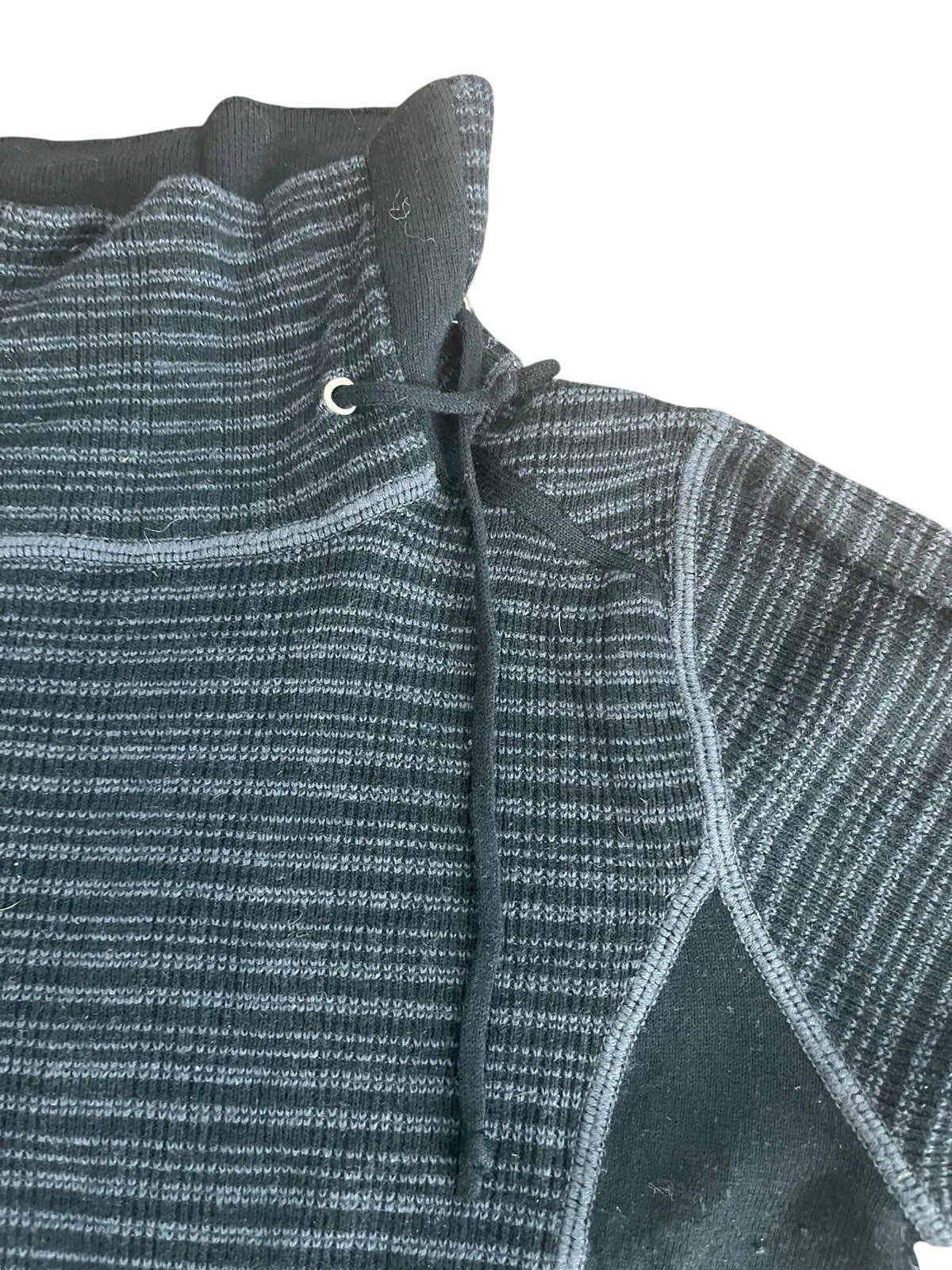 PRANA Breathe Kelland Sweater Dress High Neck Button Panel Gray Black Large