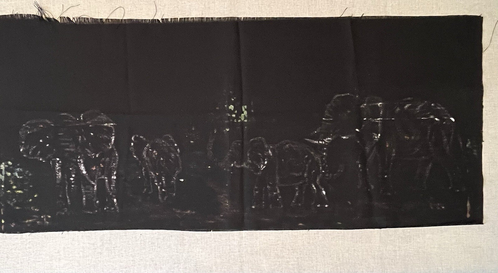 Elephant Tapestry Hand Painted With Fringe 34x16