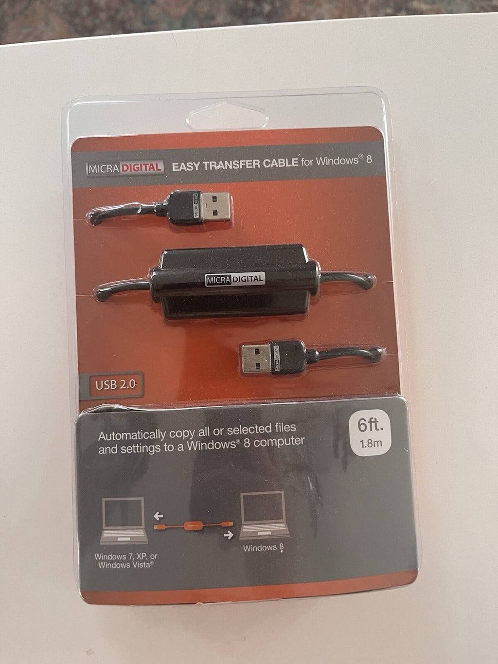 Micradigital Easy Transfer Cable for Windows 8 Brand USB 2.0 6ft. Cable