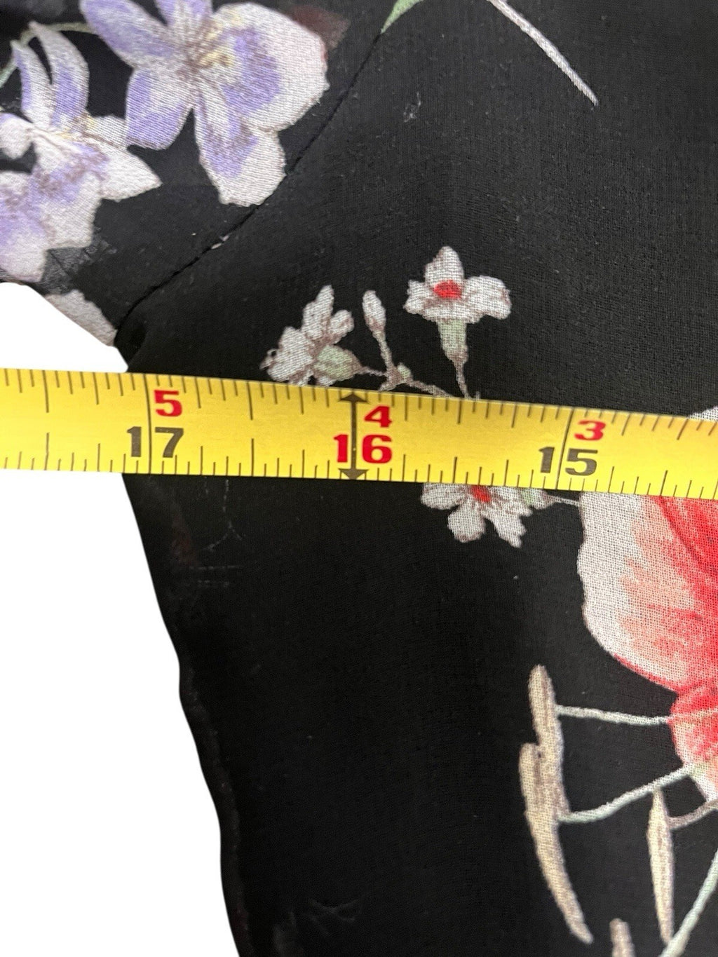 Lulus Awakened Black Floral Print Chiffon Maxi Wrap Dress.  Size Large