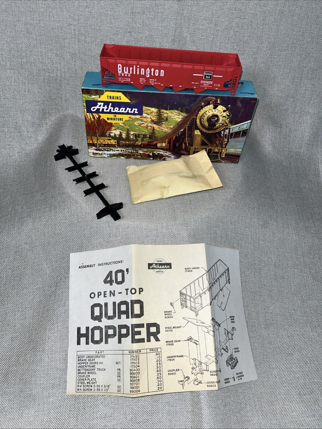 ATHEARN HO 1754 BURLINGTON  HOPPER  CAR KIT UNBUILT 172700