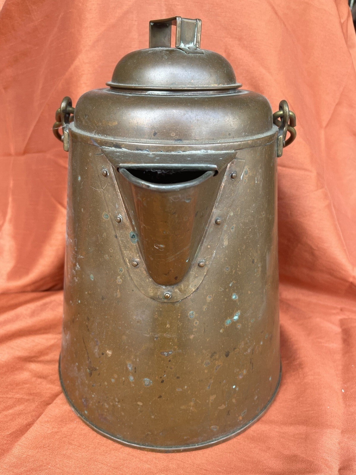 Antique Copper Cowboy Coffee Pot Lid, With Wooden Handle. Early 1900’s