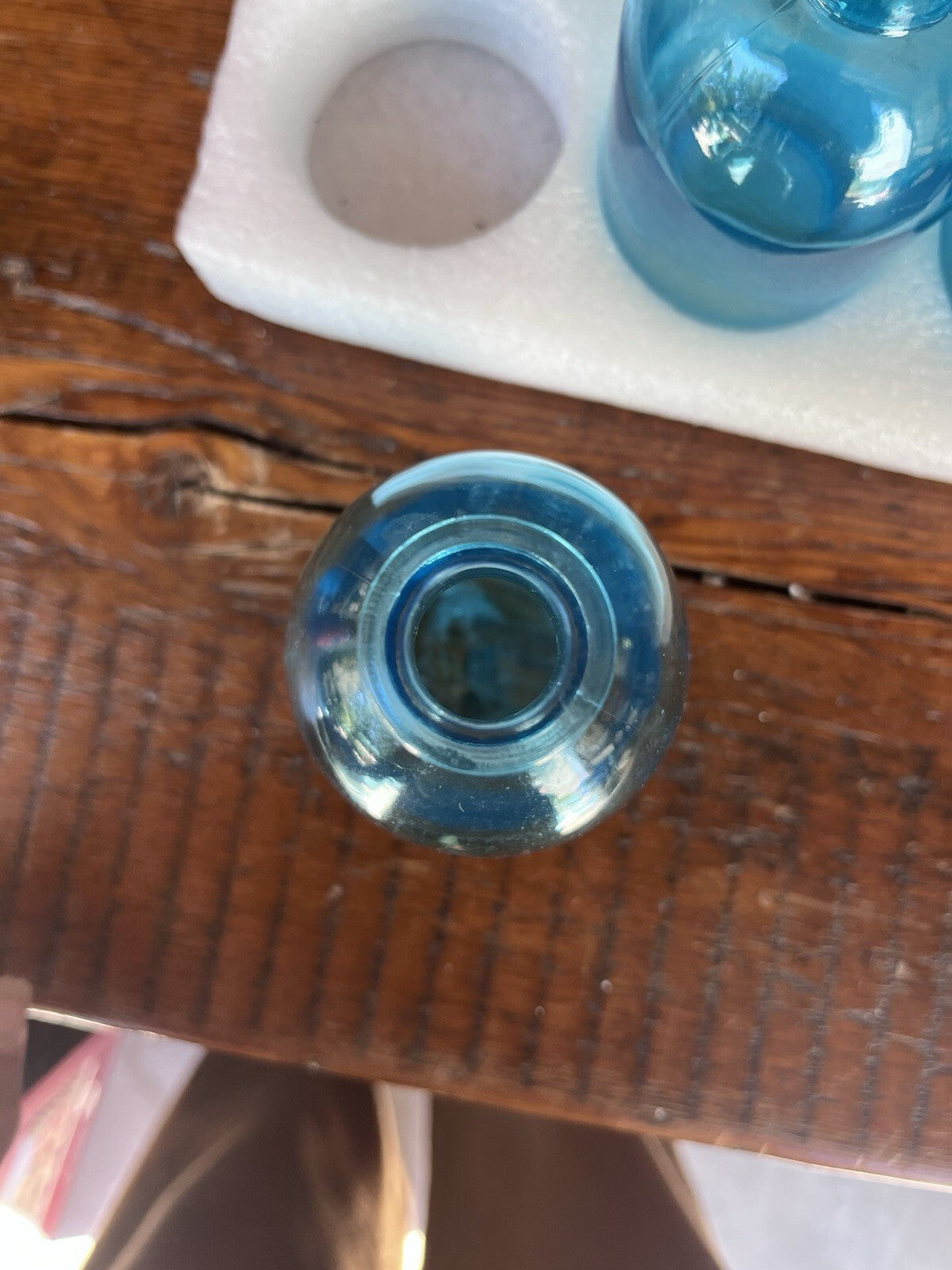 Set of 8 Blue Glass Decorative Bottles, 7 in Tall, Decorative Bottle Type