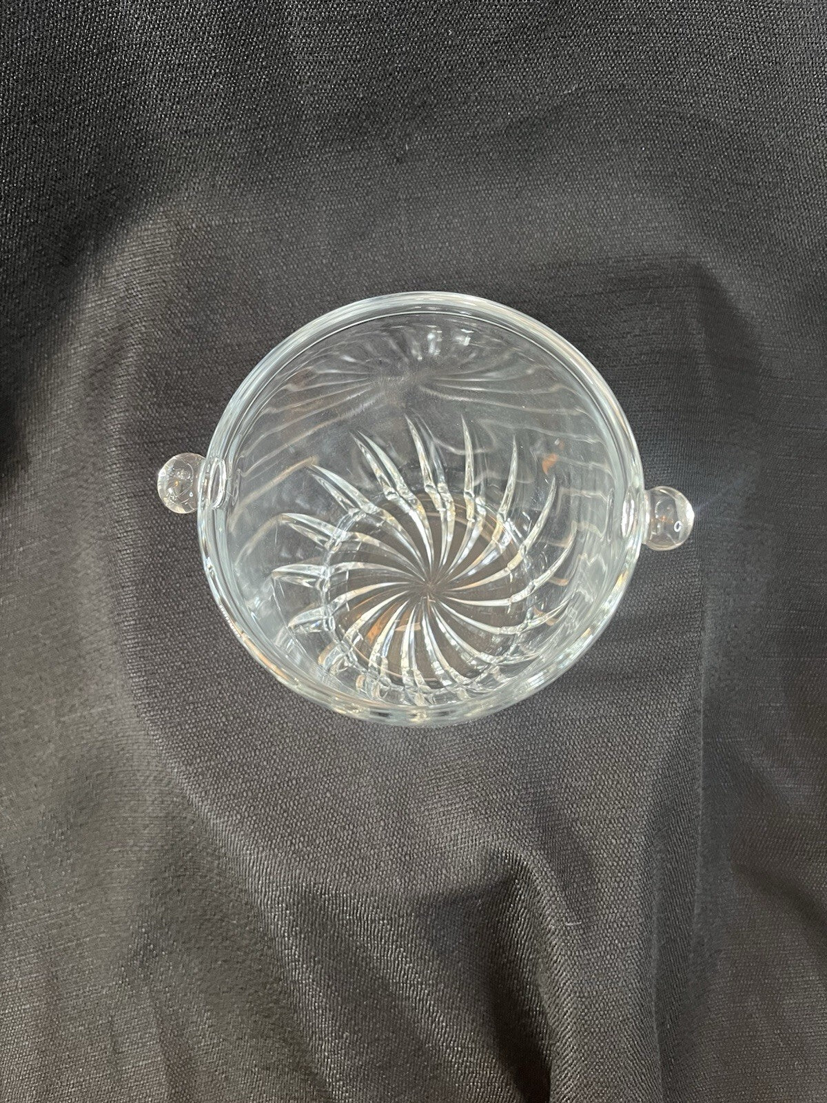 Vintage Mini 5” Cut Crystal Ice Bucket swirl pattern design party bar man cave