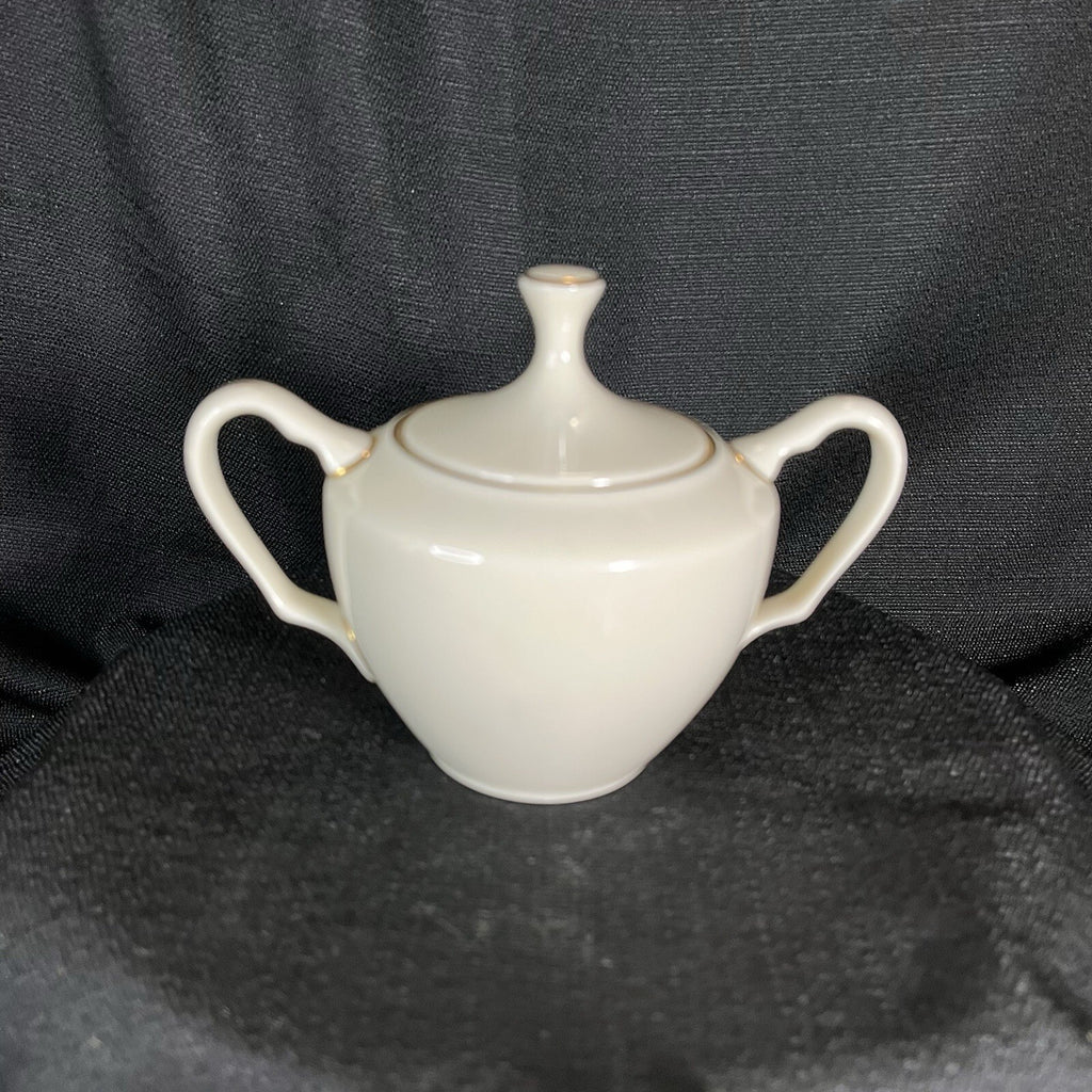 Lenox "Mansfield" pattern sugar bowl with a lid and gold trim