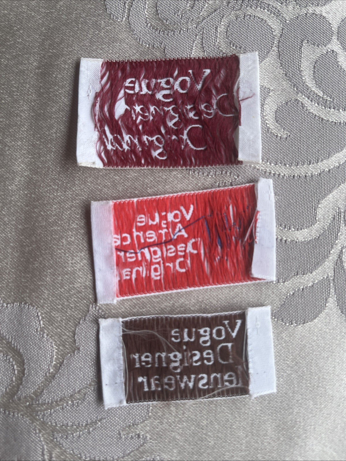 Three - VOGUE Designer Tag. Original American Designer, And Men’s Wear  Tags