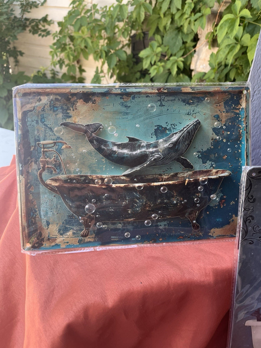 Bathroom Whale Retro Metal Tin Sign Whale Bath Soap Bubble Poster Vintage Toilet