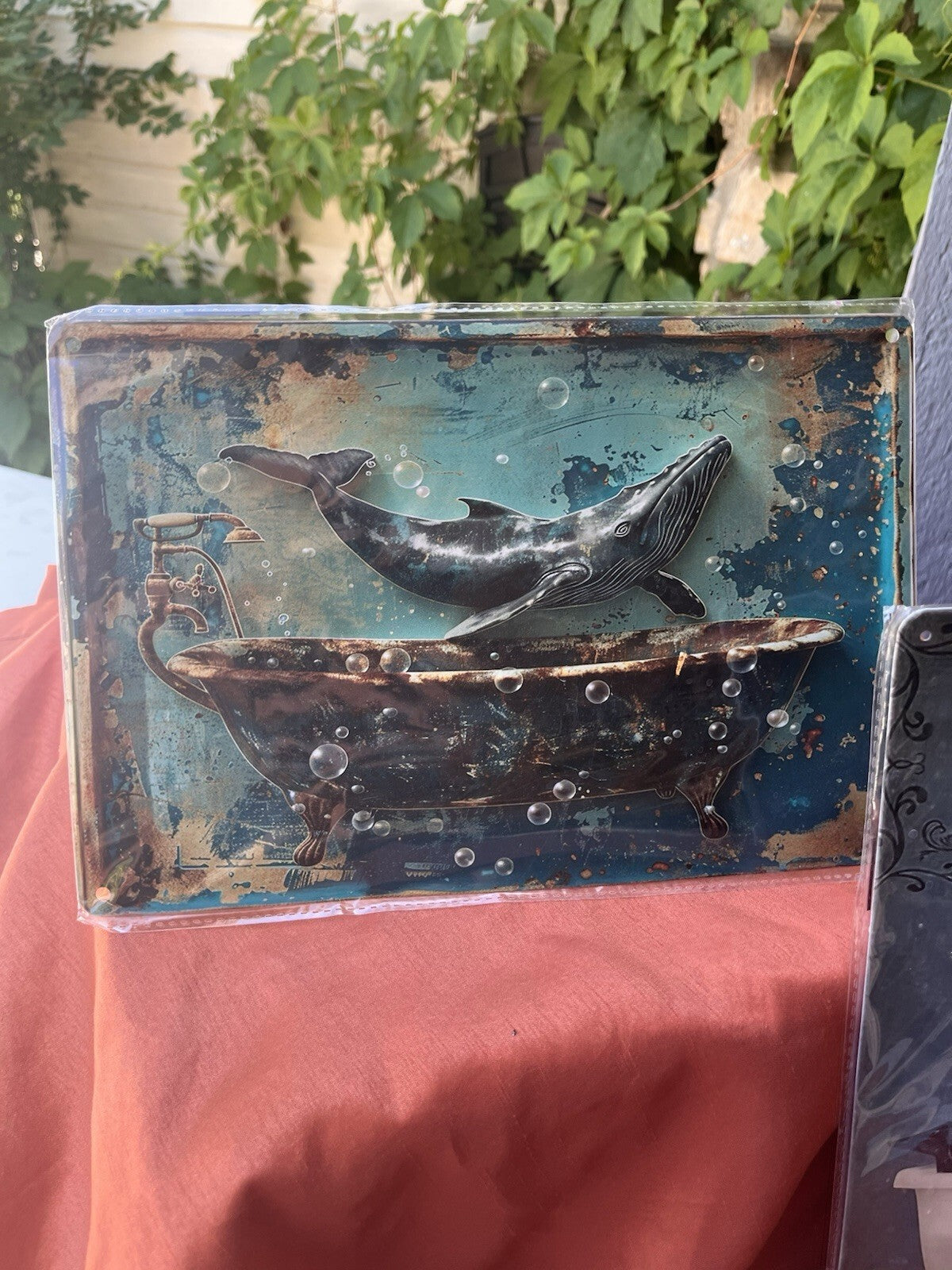 Bathroom Whale Retro Metal Tin Sign Whale Bath Soap Bubble Poster Vintage Toilet