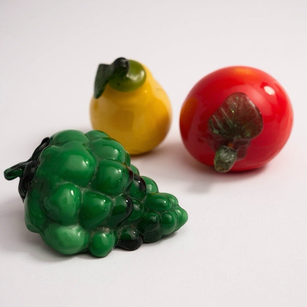 Vintage Murano Style Hand Blown Art Glass Fruits Apple Pear Grapes, Deco & More
