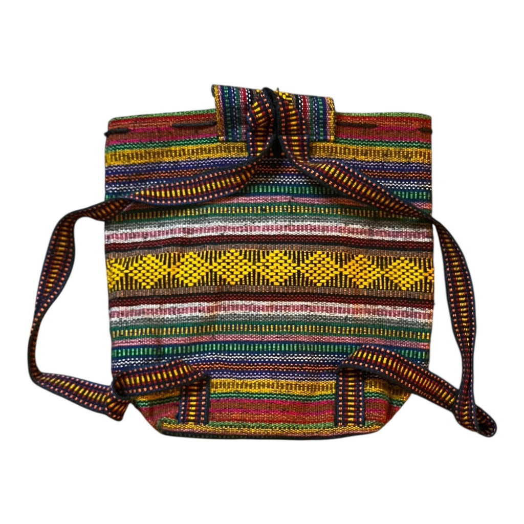 Pinzon Bright Colorful Woven Backpack, Drawstring Top Zip Pocket