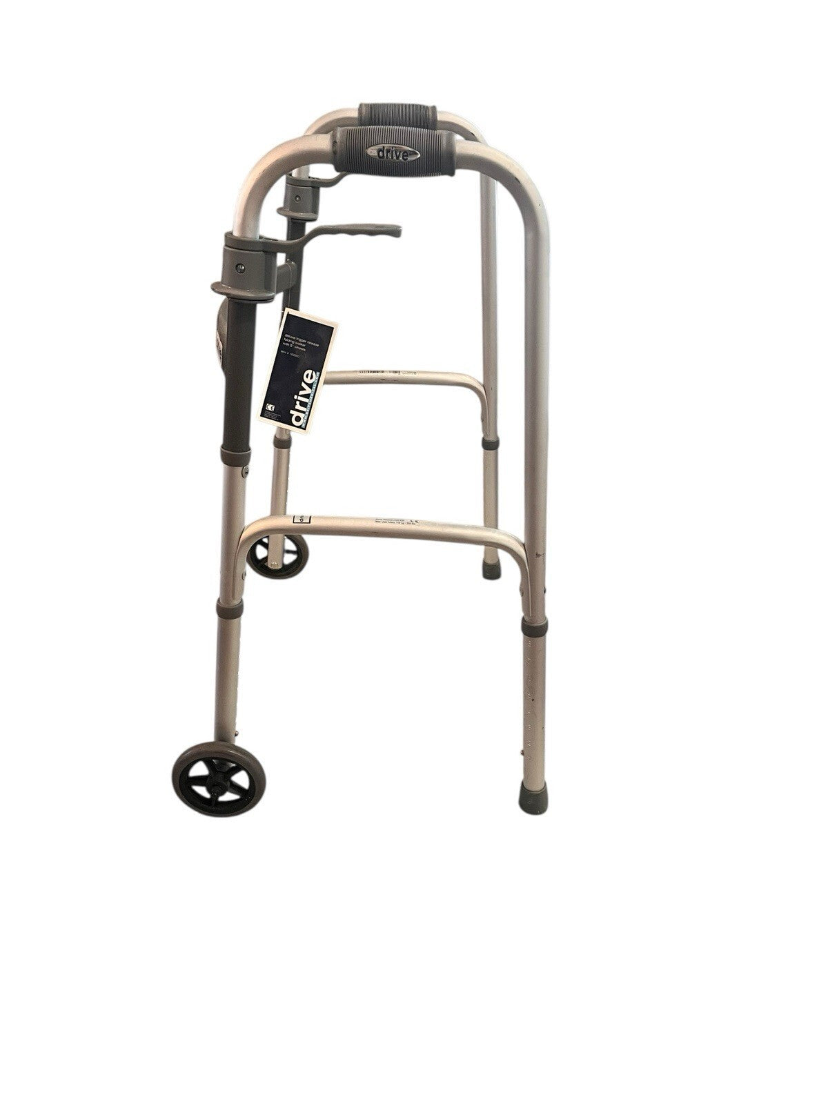 DRIVE DELUXE Trigger Release Folding Walker GRAY  Wheels Adjustable Height Used
